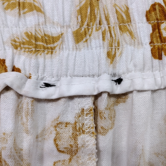 Rachel Zoe Linen Blend Floral Wide-Leg Pants Womens XL White Brown Boho Retro - Picture 7 of 8